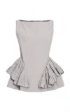 Dries Van Noten Casey Ruffled Cotton-poplin Top In Gray