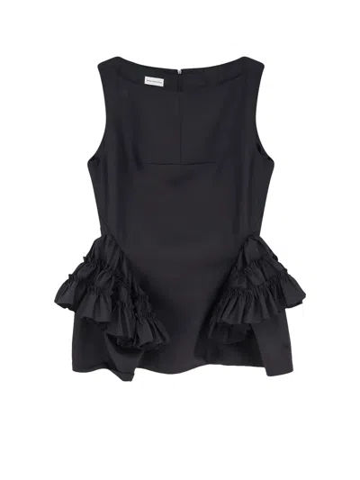 Dries Van Noten Casey Wool Silk Dress Flared Hem In Black