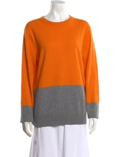 Pre-owned Dries Van Noten Cashmere Colorblock Pattern Sweater In Orange