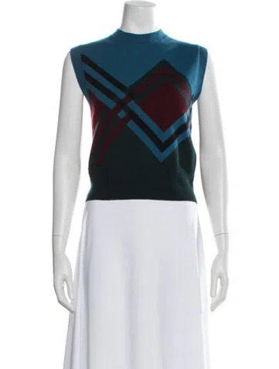 Pre-owned Dries Van Noten Cashmere Colorblock Pattern Sweater In White