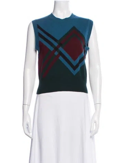 Pre-owned Dries Van Noten Cashmere Graphic Print Sweater In Blue
