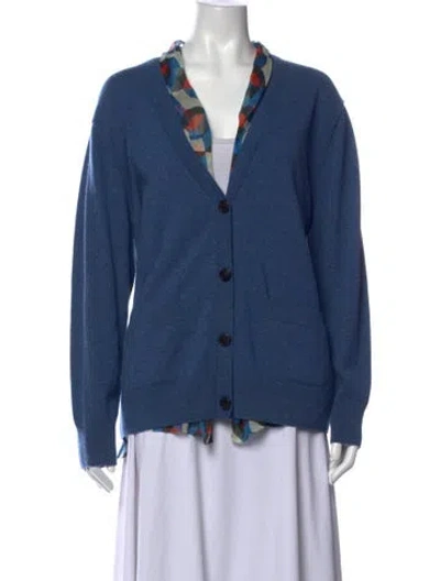 Pre-owned Dries Van Noten Cashmere Patterned Sweater In Blue