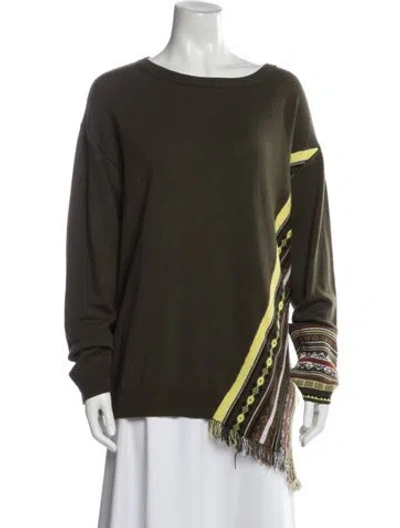 Pre-owned Dries Van Noten Cashmere Patterned Sweater In Green