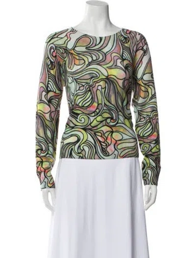 Pre-owned Dries Van Noten Cashmere Printed Sweater In Green