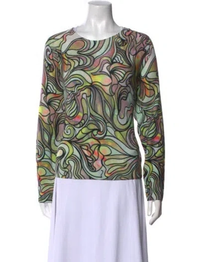 Pre-owned Dries Van Noten Cashmere Printed Sweater In Green