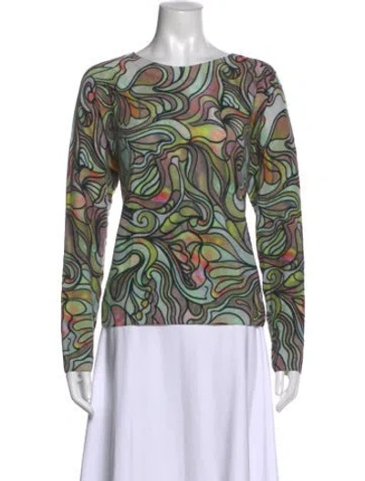 Pre-owned Dries Van Noten Cashmere Printed Sweater In Green