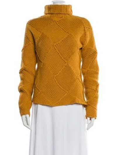 Pre-owned Dries Van Noten Cashmere Turtleneck Sweater In Yellow