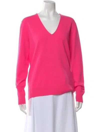 Pre-owned Dries Van Noten Cashmere V-neck Sweater In Pink