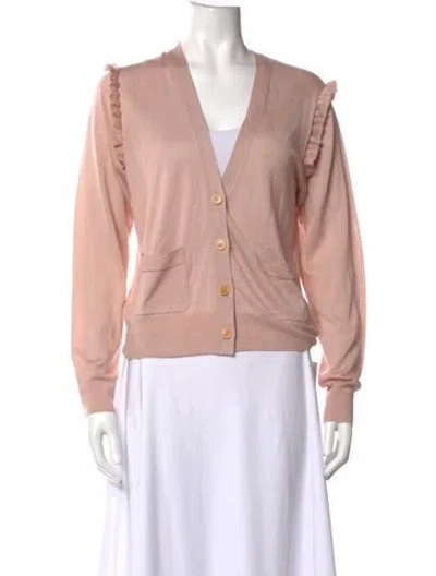 Pre-owned Dries Van Noten Cashmere V-neck Sweater In Pink
