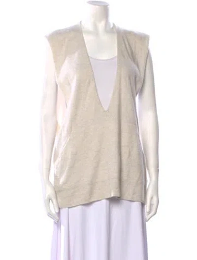 Pre-owned Dries Van Noten Cashmere V-neck Tunic In Neutral