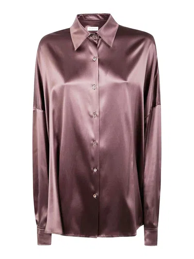 Dries Van Noten Casia 2032 Strech Satin Shirt In Purple