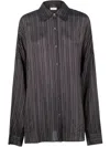 Dries Van Noten Womens Brown Casia Oversized Stripe-print Crepe Shirt