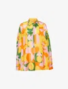 Dries Van Noten Casia Abstract-print Oversized Silk Collared Shirt In Orange