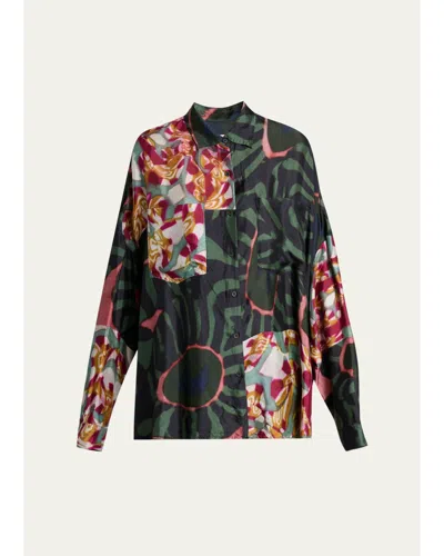 Dries Van Noten Casia Bis Relaxed Button-down Shirt In Khaki