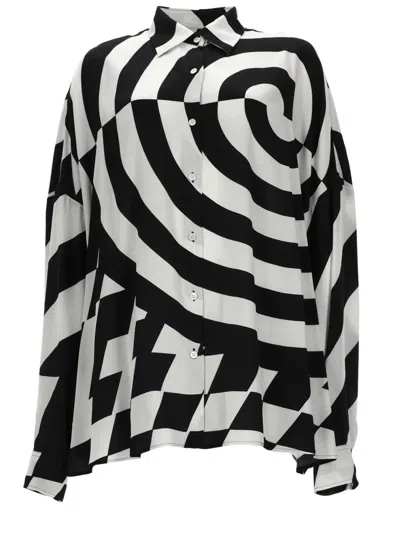 Dries Van Noten Casia Black White Geometric Shirt