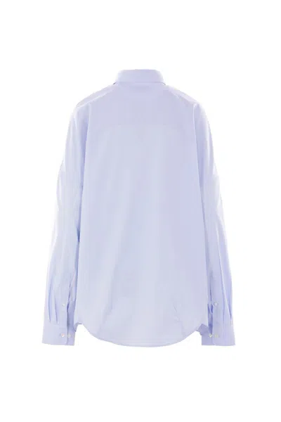 Dries Van Noten Wide White Shirt In Cotton In Blue