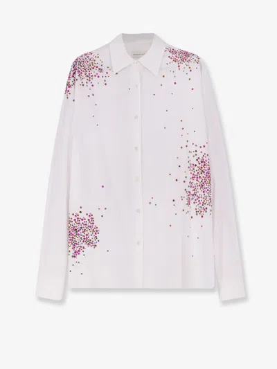 Dries Van Noten Casia Cotton Shirt With Multicolored Sequin Detail In White