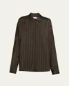 Dries Van Noten Casia Crinkled Stripe Button-front Blouse In Black