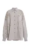 Dries Van Noten Casia Embellished Cotton-poplin Shirt In Gray