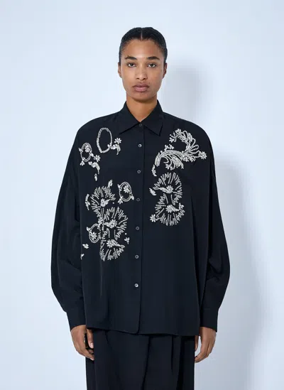 Dries Van Noten Oversized Shirt With Jewel Embroidery In Animal Print