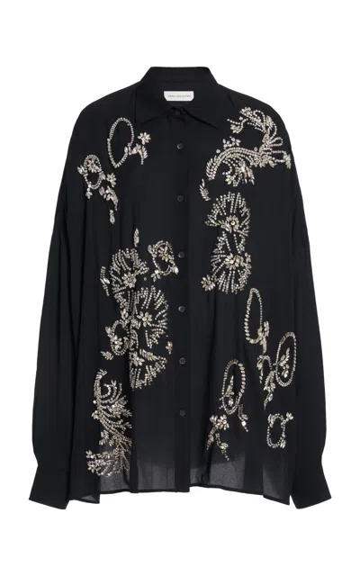 Dries Van Noten Casia Embroidered Shirt In Black