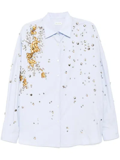 Dries Van Noten Casia Jewelry Embellishment Cocoon Shirt Clothing In Blue