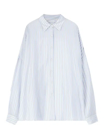 Dries Van Noten Casia Oversized Cocoon Striped Cupro Shirt In Multi