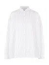 Dries Van Noten White Striped Cotton Cocoon Shirt In White