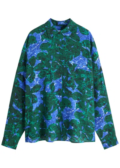 Dries Van Noten Casia Printed Silk Shirt In Green