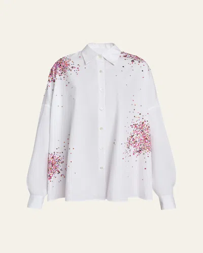 Dries Van Noten Casia Sequined Oversized Button-down Shirt In White