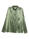 Dries Van Noten Oversized Silk Shirt In Khaki Color Women In Green