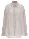 Dries Van Noten Women Oversized Striped Shirt In Nude