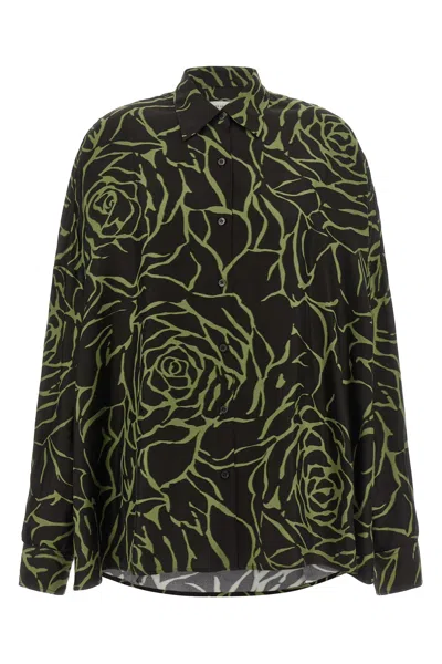 Dries Van Noten Casia Shirt Allover Print Collared Neck In Black