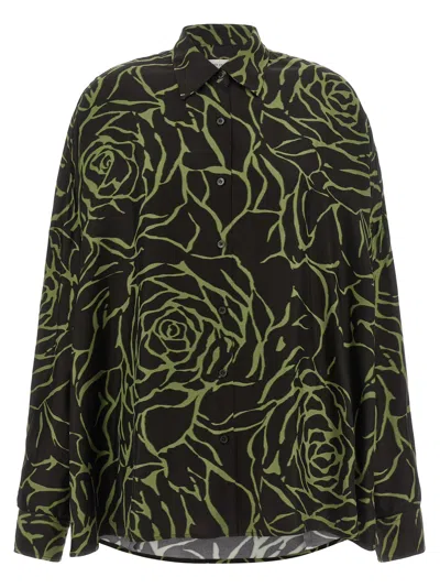 Dries Van Noten Women Long-sleeved Shirt With All-over Print In Black