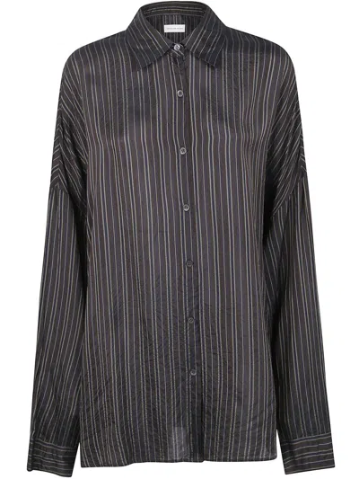 Dries Van Noten Striped Cocoon Shirt In Black