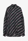 Dries Van Noten Striped Long Sleeve Casual Shirt In Black