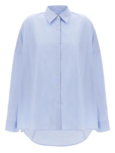 Dries Van Noten Wide White Shirt In Cotton In Blue