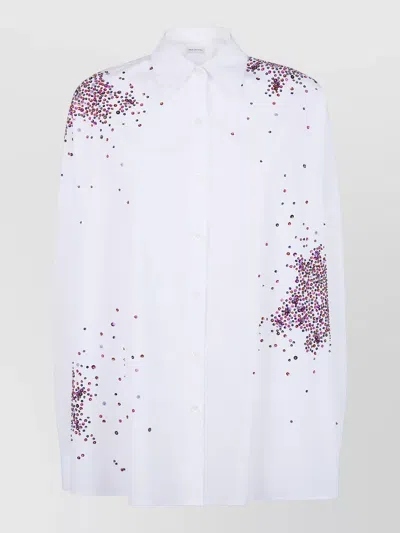 Dries Van Noten Casia Shirt Long Sleeves Sequin Trim In White