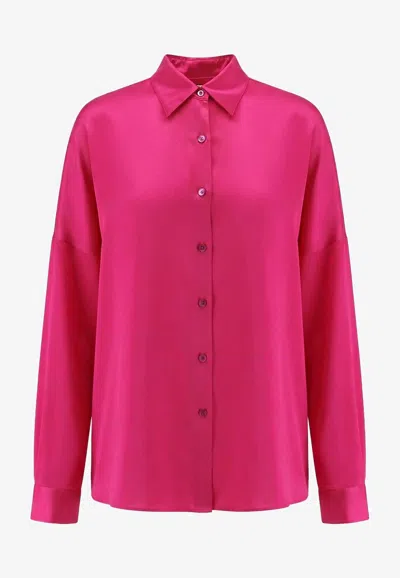 Dries Van Noten Casia Silk Buttoned Shirt In Pink
