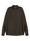Dries Van Noten Womens Brown Casia Oversized Stripe-print Crepe Shirt In Brown