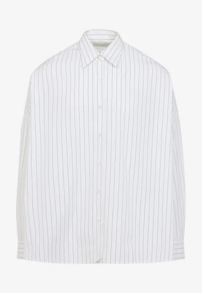 Dries Van Noten Oversized Pinstriped Cotton Poplin Shirt In White
