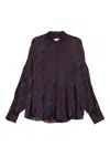 Dries Van Noten Striped Long Sleeve Collared Shirt In Blue