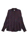 Dries Van Noten Striped Long Sleeve Collared Shirt In Black