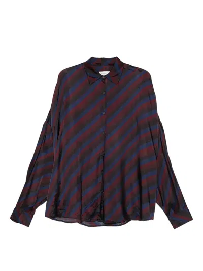 Dries Van Noten Striped Long Sleeve Collared Shirt In Multi