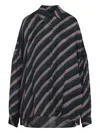 Dries Van Noten Striped Long Sleeve Casual Shirt In Blue