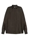 Dries Van Noten Womens Brown Casia Oversized Stripe-print Crepe Shirt In Brown