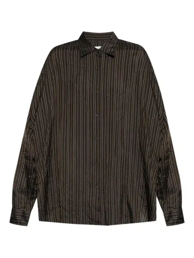 Dries Van Noten Casia Striped Shirt Long Sleeves In Brown