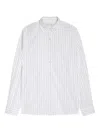 Dries Van Noten Pinstripe Button-down Shirt In Soft Viscose-cotton Blend In White