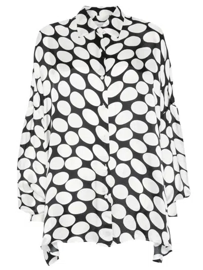 Dries Van Noten Casia Viscose Shirt With Large Polka Dot-motif In Black