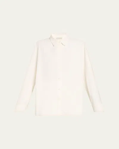 Dries Van Noten Casio Denim Button Down Shirt In Off White